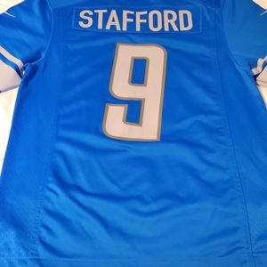 Blue nike on field mathew stafford detroit lions jersey